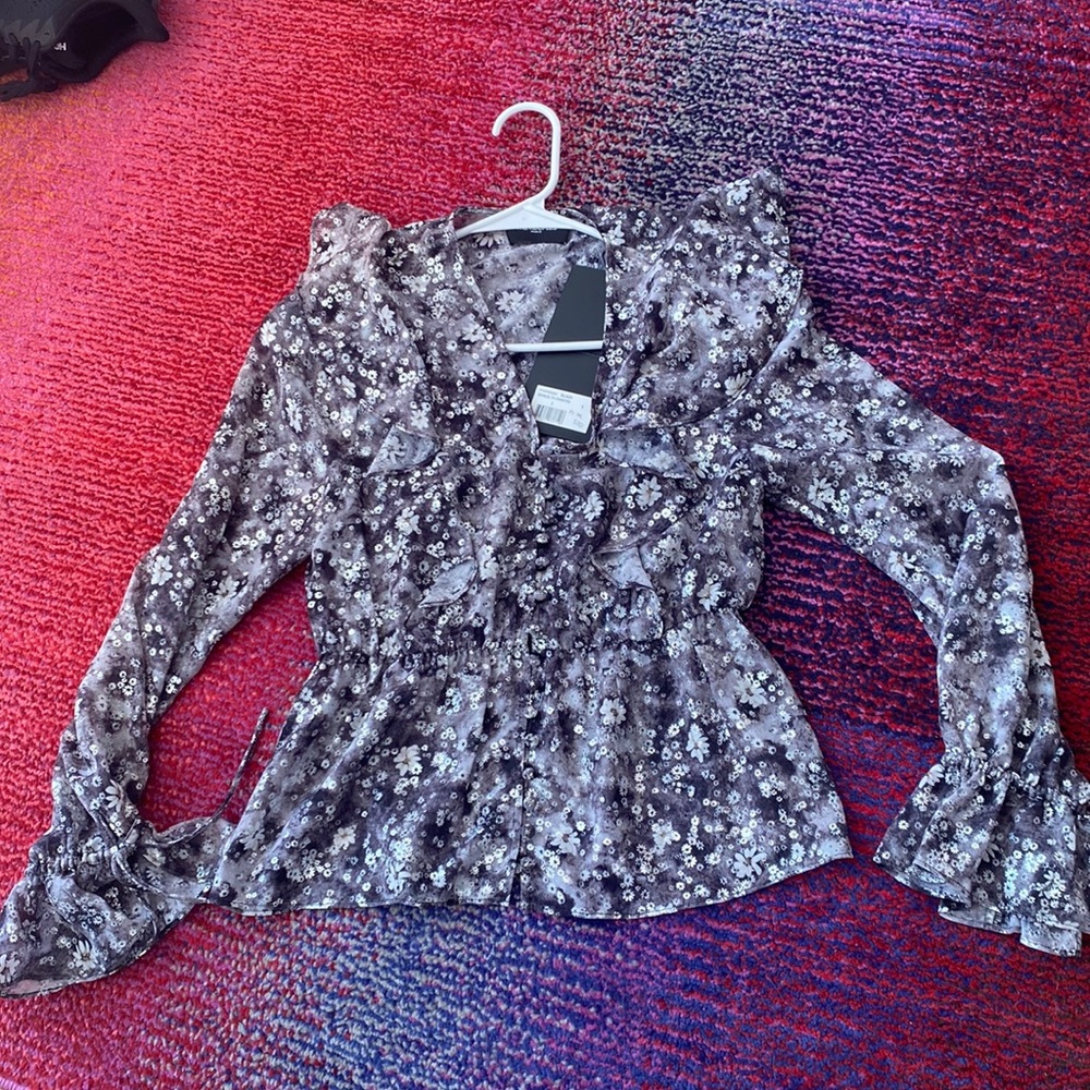 NWT Kooples Floral Ruffle Blouse